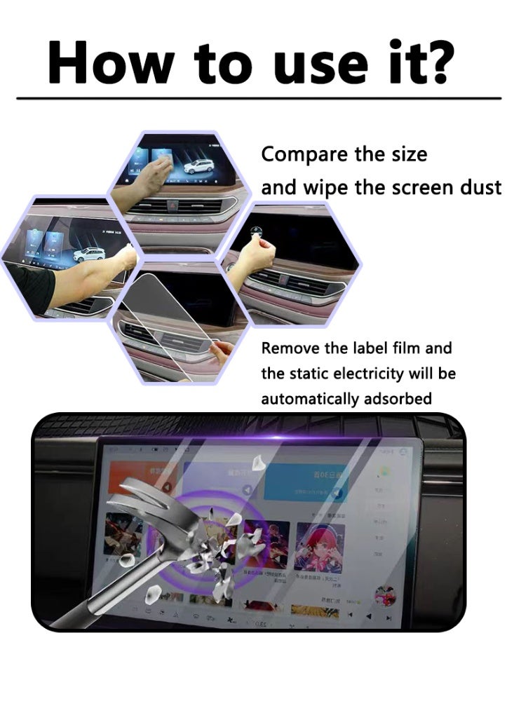 Tesla Suitable for 2025-2026 Tesla Model Y and Model 3 dashboard and center console film kit, featuring high-definition tempered film for protection, scratch-resistant and wear-resistant, with excellent clarity and transparency - Image 5